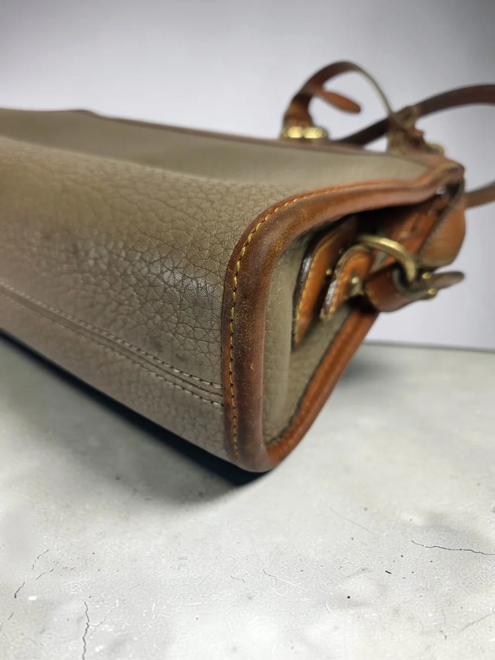 Dooney & Bourke All Weather Green and Brown Leather Messenger Crossbody